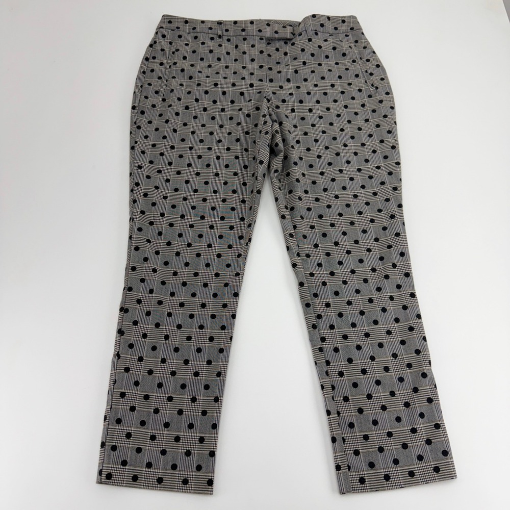 Boston Proper Womens Grey Plaid Polka Dot Ankle Pants Size 14 Style 1682